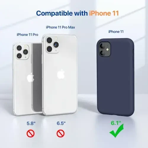 Miracase iPhone 11 uchun telefon g‘ilofi, ekran himoyachisi bilan, suyuq silikonli gel rezina to‘liq tanani tushishdan himoya qiluvchi zarbga chidamli g‘ilof iPhone 11 6.1 dyuym, to‘q ko‘k - 5