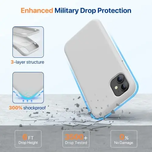 Miracase iPhone 11 uchun telefon g'ilofi, ekran himoyachisi bilan, suyuq silikonli rezina to'liq tanani tushishdan himoya qiluvchi zarbga chidamli g'ilof iPhone 11 6.1 dyuym uchun, Oy nuri oqi - 3