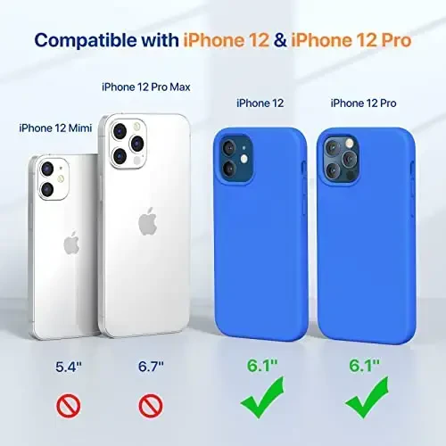 Miracase iPhone 12 Case va iPhone 12 Pro Case bilan mos keladi, suyuq silikon gel kauchuk to'liq tanani himoya qiladi zarbga chidamli tomchi himoya telefon qutisi iPhone 12/12 Pro 6.1 dyuym, O'rta er dengizi ko'k - 2