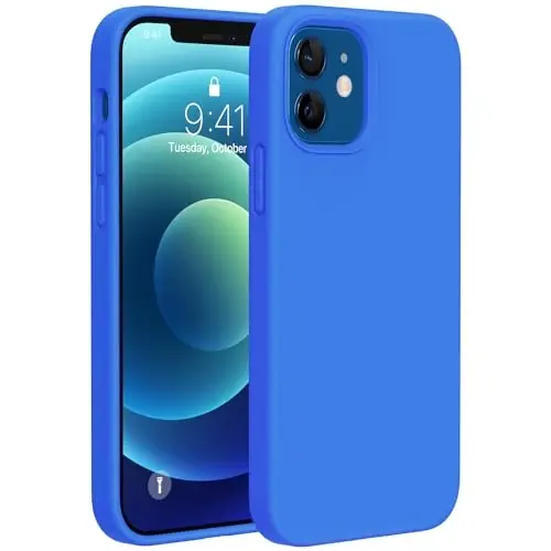 Miracase iPhone 12 Case va iPhone 12 Pro Case bilan mos keladi, suyuq silikon gel kauchuk to'liq tanani himoya qiladi zarbga chidamli tomchi himoya telefon qutisi iPhone 12/12 Pro 6.1 dyuym, O'rta er dengizi ko'k 