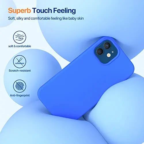 Miracase iPhone 12 Case va iPhone 12 Pro Case bilan mos keladi, suyuq silikon gel kauchuk to'liq tanani himoya qiladi zarbga chidamli tomchi himoya telefon qutisi iPhone 12/12 Pro 6.1 dyuym, O'rta er dengizi ko'k - 3
