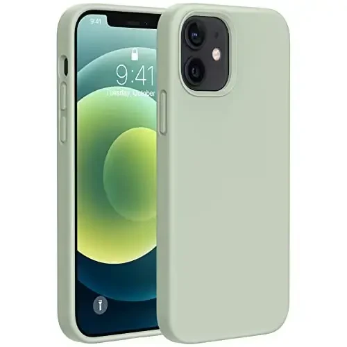 Miracase iPhone 12 Case va iPhone 12 Pro Case bilan mos keladi, Suyuq silikon gel rezina to'liq tana himoyasi zarbga chidamli tushishdan himoya iPhone 12/12 Pro 6.1 dyuym uchun telefon qutisi, Patina Green 