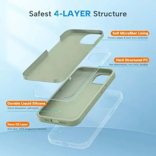 Miracase iPhone 12 Case va iPhone 12 Pro Case bilan mos keladi, Suyuq silikon gel rezina to'liq tana himoyasi zarbga chidamli tushishdan himoya iPhone 12/12 Pro 6.1 dyuym uchun telefon qutisi, Patina Green - 4