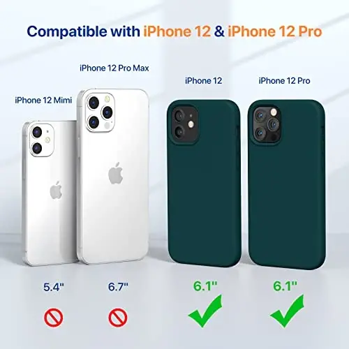 Miracase iPhone 12 Case va iPhone 12 Pro Case bilan mos keladi, Suyuq silikonli gel kauchuk to'liq tana himoyasi zarba o'tkazmaydigan tomchi himoyasi iPhone 12/12 Pro 6.1 dyuym uchun telefon qutisi, Teal - 2