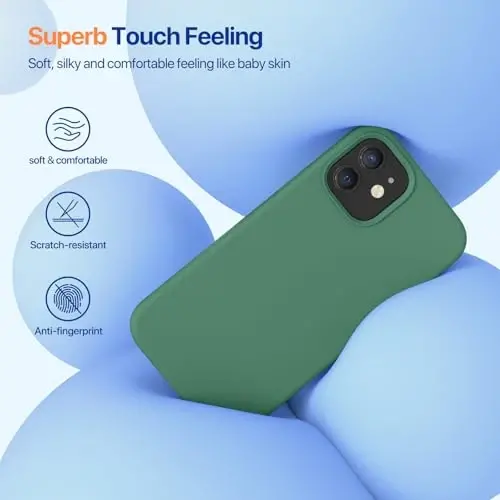 Miracase iPhone 12 g'ilofi va iPhone 12 Pro g'ilofi bilan mos keladi, suyuq silikon gel rezina to'liq tanani himoya qiluvchi zarba o'tkazmaydigan tomchidan himoya qiluvchi telefon g'ilofi iPhone 12/12 Pro 6.1 dyuym uchun, Akatsiya yashil - 3