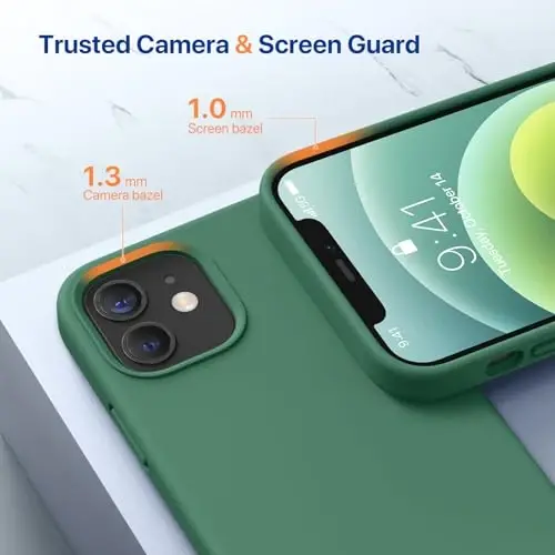 Miracase iPhone 12 g'ilofi va iPhone 12 Pro g'ilofi bilan mos keladi, suyuq silikon gel rezina to'liq tanani himoya qiluvchi zarba o'tkazmaydigan tomchidan himoya qiluvchi telefon g'ilofi iPhone 12/12 Pro 6.1 dyuym uchun, Akatsiya yashil - 5