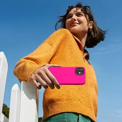 Miracase iPhone 12 g'ilofi va iPhone 12 Pro g'ilofi bilan mos keladi, suyuq silikonli gel kauchuk to'liq tana himoyasi zarbga chidamli tomchidan himoya iPhone 12/12 Pro 6.1 dyuym uchun telefon g'ilofi, to'q pushti - 6