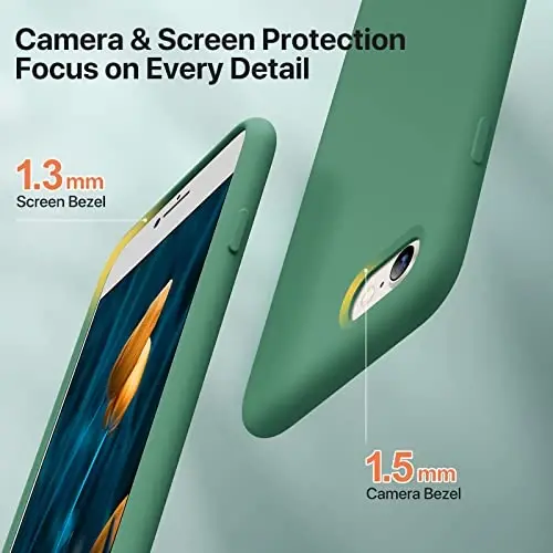 Miracase Ultra Slim Designed for iPhone SE Case 2022(3rd Gen)/iPhone SE 2020 Case(2nd Gen)/iPhone 7 Case/iPhone 8 Case with Screen Protector, Multi-Color Silicone Shockproof Phone Case(Acacia Green) - 4