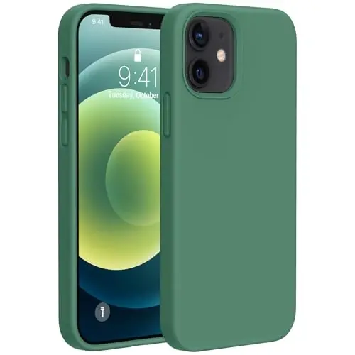 Miracase Compatible with iPhone 12 Case and iPhone 12 Pro Case, Liquid Silicone Gel Rubber Full Body Protection Shockproof Drop Protection Phone Case for iPhone 12/12 Pro 6.1 inch, Acacia Green - 1