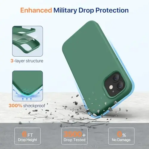 Miracase Compatible with iPhone 12 Case and iPhone 12 Pro Case, Liquid Silicone Gel Rubber Full Body Protection Shockproof Drop Protection Phone Case for iPhone 12/12 Pro 6.1 inch, Acacia Green - 4