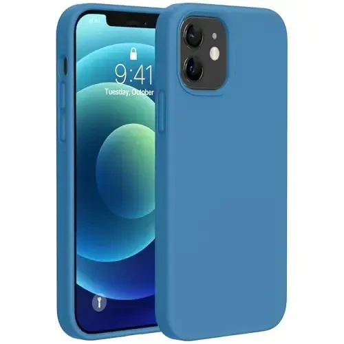 Miracase Compatible with iPhone 12 Case and iPhone 12 Pro Case, Liquid Silicone Gel Rubber Full Body Protection Shockproof Drop Protection Phone Case for iPhone 12/12 Pro 6.1 inch, Capri Blue - 1