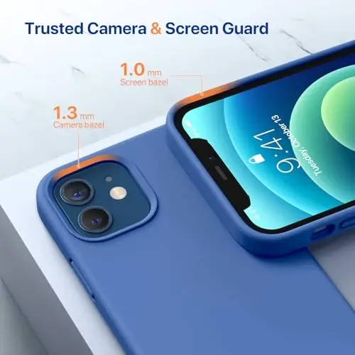 Miracase Compatible with iPhone 12 Case and iPhone 12 Pro Case, Liquid Silicone Gel Rubber Full Body Protection Shockproof Drop Protection Phone Case for iPhone 12/12 Pro 6.1 inch, Azure Blue - 5