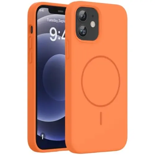 Miracase iPhone 12 Kılıfı ve iPhone 12 Pro Kılıfı ile Uyumlu, Sıvı Silikon Jel Kauçuk Tam Gövde Koruma Darbeye Dayanıklı Düşme Korumalı Telefon Kılıfı iPhone 12/12 Pro 6.1 inç için, Turuncu 