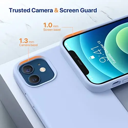 Miracase Compatible with iPhone 12 Case and iPhone 12 Pro Case, Liquid Silicone Gel Rubber Full Body Protection Shockproof Drop Protection Phone Case for iPhone 12/12 Pro 6.1 inch, Clove Purple - 5