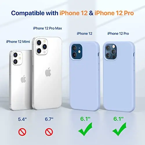 Miracase Compatible with iPhone 12 Case and iPhone 12 Pro Case, Liquid Silicone Gel Rubber Full Body Protection Shockproof Drop Protection Phone Case for iPhone 12/12 Pro 6.1 inch, Clove Purple - 2