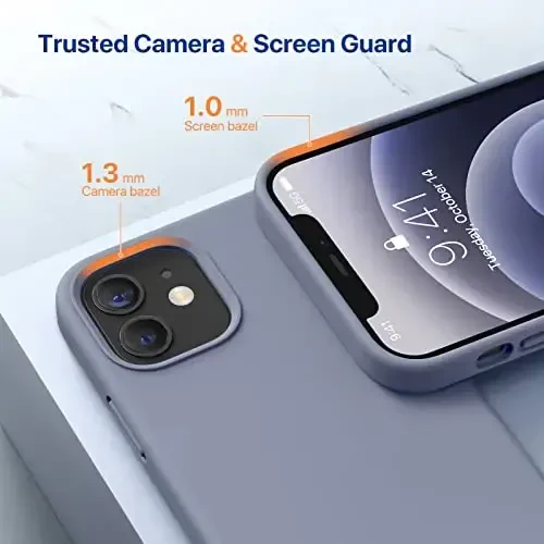 Miracase Compatible with iPhone 12 Case and iPhone 12 Pro Case, Liquid Silicone Gel Rubber Full Body Protection Shockproof Drop Protection Phone Case for iPhone 12/12 Pro 6.1 inch, Lavender Gray - 5