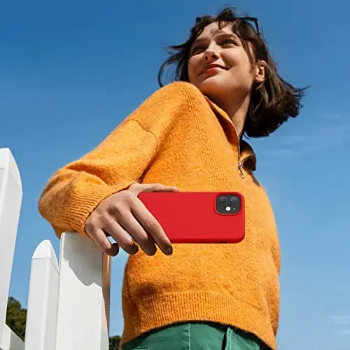 Miracase Compatible with iPhone 12 Case and iPhone 12 Pro Case, Liquid Silicone Gel Rubber Full Body Protection Shockproof Drop Protection Phone Case for iPhone 12/12 Pro 6.1 inch, Red - 6