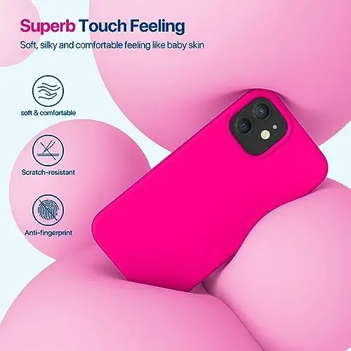 Miracase Compatible with iPhone 12 Case and iPhone 12 Pro Case, Liquid Silicone Gel Rubber Full Body Protection Shockproof Drop Protection Phone Case for iPhone 12/12 Pro 6.1 inch, Hot Pink - 3