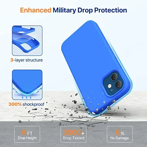 Miracase Compatible with iPhone 12 Case and iPhone 12 Pro Case, Liquid Silicone Gel Rubber Full Body Protection Shockproof Drop Protection Phone Case for iPhone 12/12 Pro 6.1 inch, Mediterranean Blue - 4