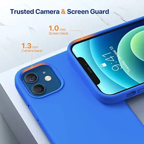 Miracase Compatible with iPhone 12 Case and iPhone 12 Pro Case, Liquid Silicone Gel Rubber Full Body Protection Shockproof Drop Protection Phone Case for iPhone 12/12 Pro 6.1 inch, Mediterranean Blue - 5