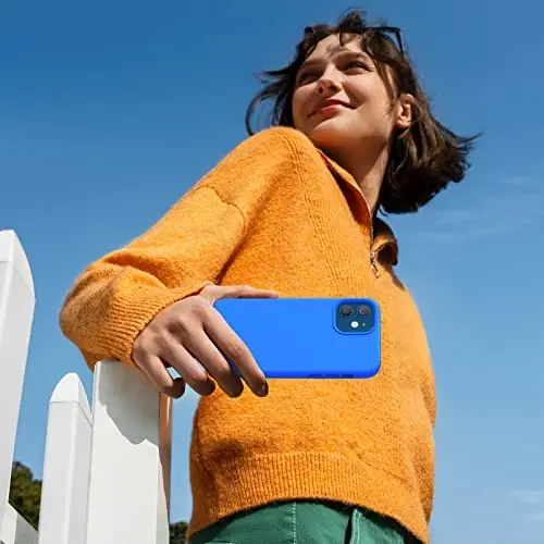 Miracase iPhone 12 Kılıfı ve iPhone 12 Pro Kılıfı ile Uyumlu, Sıvı Silikon Jel Kauçuk Tam Vücut Koruması Darbeye Dayanıklı Düşme Koruması iPhone 12/12 Pro 6.1 inç için Telefon Kılıfı, Akdeniz Mavisi 