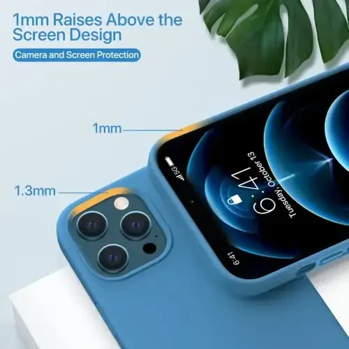 Miracase iPhone 12 Pro Max bilan mos keladi, [Yumshoq chizishga qarshi mikrofiber astar], Suyuq silikon g'ilofli jel kauchuk zarbga chidamli telefon g'ilofi 12 Pro Max uchun, Capri Blue - 5