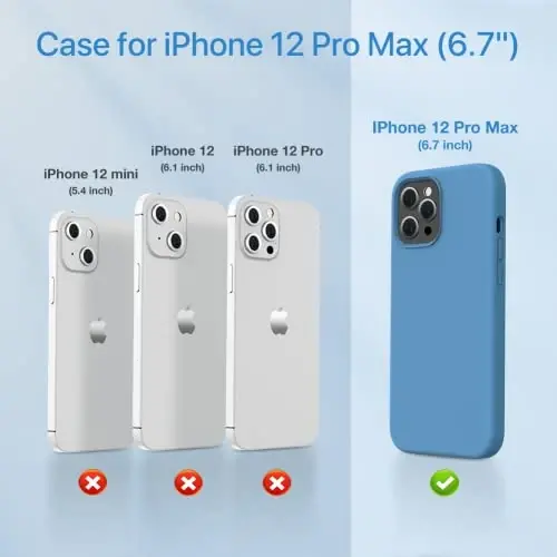 Miracase iPhone 12 Pro Max bilan mos keladi, [Yumshoq chizishga qarshi mikrofiber astar], Suyuq silikon g'ilofli jel kauchuk zarbga chidamli telefon g'ilofi 12 Pro Max uchun, Capri Blue - MIRACASE (1)