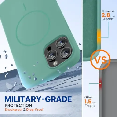 Miracase iPhone 12 Pro Max gʻilofi bilan mos keladi, [Yumshoq tirnalishga qarshi mikrofiber astar], Suyuq silikon gʻilof Gel rezina zarbga chidamli telefon gʻilofi 12 Pro Max uchun, Midnight Green - 3