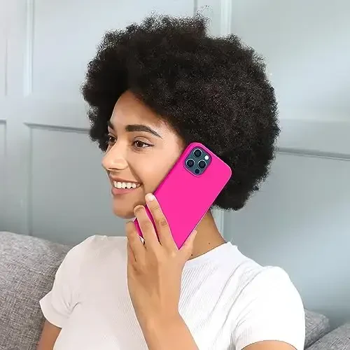 Miracase iPhone 12 Pro Max g'ilofi bilan mos keladi, [Yumshoq tirnalishga qarshi mikrofiber astar], Suyuq silikonli g'ilof Gel rezina zarbga chidamli tushishdan himoya Telefon g'ilofi 12 Pro Max uchun, To'q pushti - 6