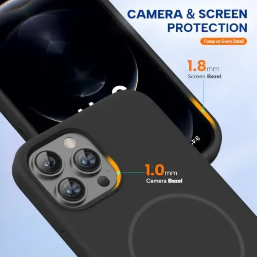 Miracase Magnetic for iPhone 12 Pro Max Case, [Soft Anti-Scratch Microfiber Lining], Compatible with MagSafe, Liquid Silicone Case Shockproof Drop Protection Phone Case for 12 ProMax,Black Magnetic - 5