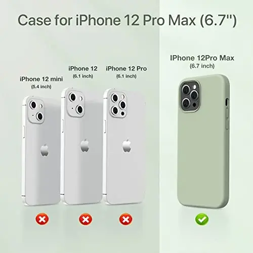 Miracase iPhone 12 Pro Max ile Uyumlu Kılıf, [Yumuşak Çizilmez Mikrofiber Astar], Sıvı Silikon Kılıf Jel Kauçuk Darbeye Dayanıklı Düşme Korumalı Telefon Kılıfı, 12 Pro Max için, Patine Yeşili - MIRACASE (1)