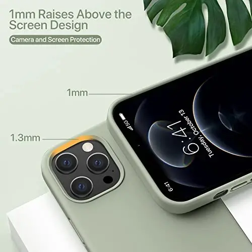 Miracase iPhone 12 Pro Max ile Uyumlu Kılıf, [Yumuşak Çizilmez Mikrofiber Astar], Sıvı Silikon Kılıf Jel Kauçuk Darbeye Dayanıklı Düşme Korumalı Telefon Kılıfı, 12 Pro Max için, Patine Yeşili - 5