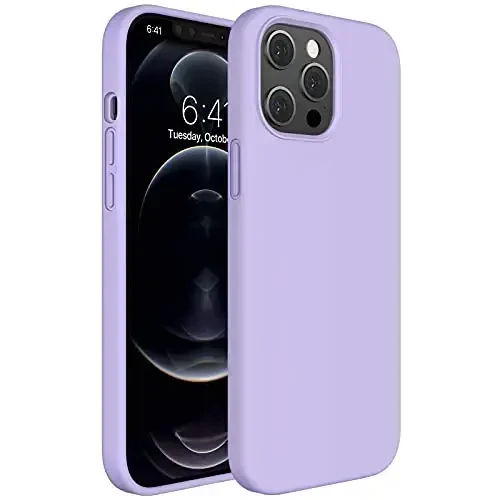 Miracase Compatible with iPhone 12 Pro Max Case, [Soft Anti-Scratch Microfiber Lining], Liquid Silicone Case Gel Rubber Shockproof Drop Protection Phone Case for 12 Pro Max, Light Purple - 1