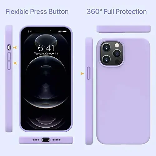 Miracase Compatible with iPhone 12 Pro Max Case, [Soft Anti-Scratch Microfiber Lining], Liquid Silicone Case Gel Rubber Shockproof Drop Protection Phone Case for 12 Pro Max, Light Purple - 6