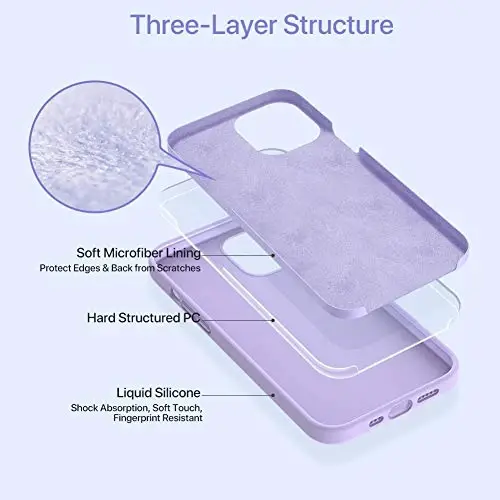 Miracase Compatible with iPhone 12 Pro Max Case, [Soft Anti-Scratch Microfiber Lining], Liquid Silicone Case Gel Rubber Shockproof Drop Protection Phone Case for 12 Pro Max, Light Purple - 3