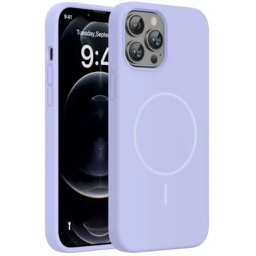 Miracase Compatible with iPhone 12 Pro Max Case, [Soft Anti-Scratch Microfiber Lining], Liquid Silicone Case Gel Rubber Shockproof Drop Protection Phone Case for 12 Pro Max, Light Purple 
