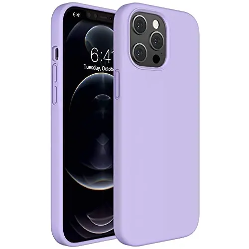 Miracase Compatible with iPhone 12 Pro Max Case, [Soft Anti-Scratch Microfiber Lining], Liquid Silicone Case Gel Rubber Shockproof Drop Protection Phone Case for 12 Pro Max, Light Purple 