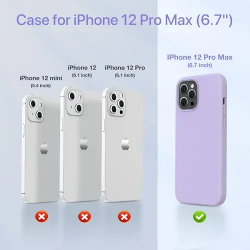 Miracase Compatible with iPhone 12 Pro Max Case, [Soft Anti-Scratch Microfiber Lining], Liquid Silicone Case Gel Rubber Shockproof Drop Protection Phone Case for 12 Pro Max, Light Purple - 2