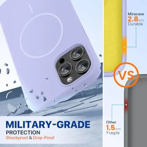 Miracase iPhone 12 Pro Max Kılıfı ile Uyumlu, [Yumuşak Çizilmez Mikrofiber Astar], Sıvı Silikon Kılıf Jel Kauçuk Darbeye Dayanıklı Düşme Korumalı Telefon Kılıfı 12 Pro Max için, Açık Mor - 3