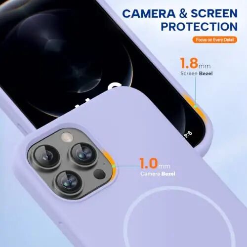 Miracase iPhone 12 Pro Max Kılıfı ile Uyumlu, [Yumuşak Çizilmez Mikrofiber Astar], Sıvı Silikon Kılıf Jel Kauçuk Darbeye Dayanıklı Düşme Korumalı Telefon Kılıfı 12 Pro Max için, Açık Mor - 5