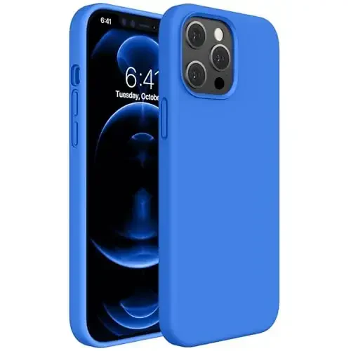 Miracase Compatible with iPhone 12 Pro Max Case, [Soft Anti-Scratch Microfiber Lining], Liquid Silicone Case Gel Rubber Shockproof Drop Protection Phone Case for 12 Pro Max, Mediterranean Blue - 1