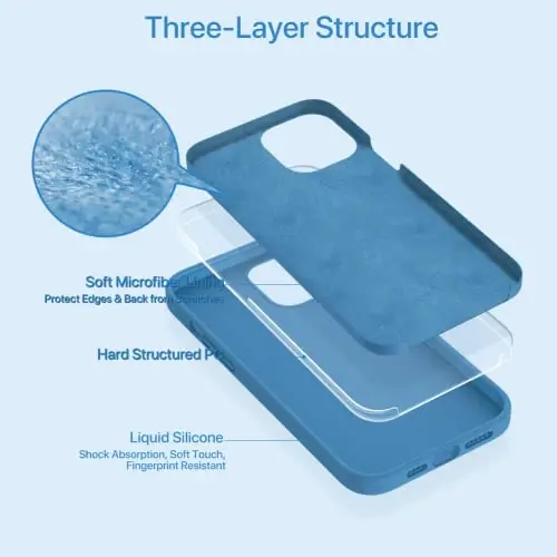 Miracase Compatible with iPhone 12 Pro Max Case, [Soft Anti-Scratch Microfiber Lining], Liquid Silicone Case Gel Rubber Shockproof Drop Protection Phone Case for 12 Pro Max, Capri Blue - 3