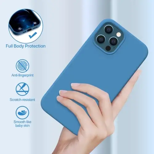 Miracase Compatible with iPhone 12 Pro Max Case, [Soft Anti-Scratch Microfiber Lining], Liquid Silicone Case Gel Rubber Shockproof Drop Protection Phone Case for 12 Pro Max, Capri Blue - 4