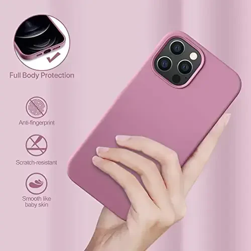 Miracase Compatible with iPhone 12 Pro Max Case, [Soft Anti-Scratch Microfiber Lining], Liquid Silicone Case Gel Rubber Shockproof Drop Protection Phone Case for 12 Pro Max, Blackcurrant - 4