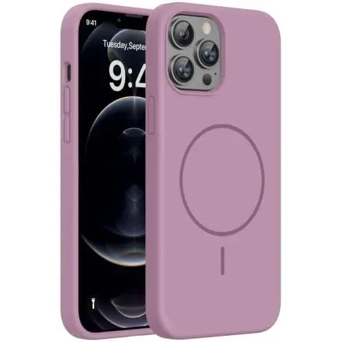 Miracase iPhone 12 Pro Max Kılıfı ile Uyumlu, [Yumuşak Çizilmez Mikrofiber Astar], Sıvı Silikon Kılıf Jel Kauçuk Darbeye Dayanıklı Düşme Korumalı Telefon Kılıfı 12 Pro Max için, Frenk Üzümü 