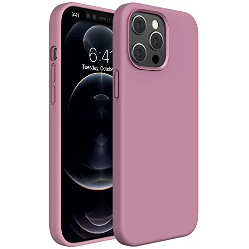 Miracase iPhone 12 Pro Max Kılıfı ile Uyumlu, [Yumuşak Çizilmez Mikrofiber Astar], Sıvı Silikon Kılıf Jel Kauçuk Darbeye Dayanıklı Düşme Korumalı Telefon Kılıfı 12 Pro Max için, Frenk Üzümü 