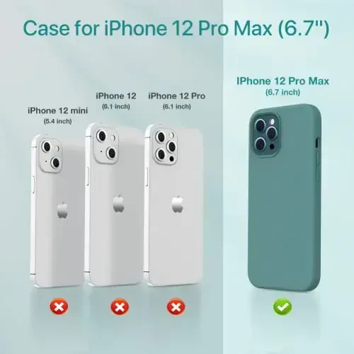 Miracase Compatible with iPhone 12 Pro Max Case, [Soft Anti-Scratch Microfiber Lining], Liquid Silicone Case Gel Rubber Shockproof Drop Protection Phone Case for 12 Pro Max, Midnight Green - MIRACASE (1)