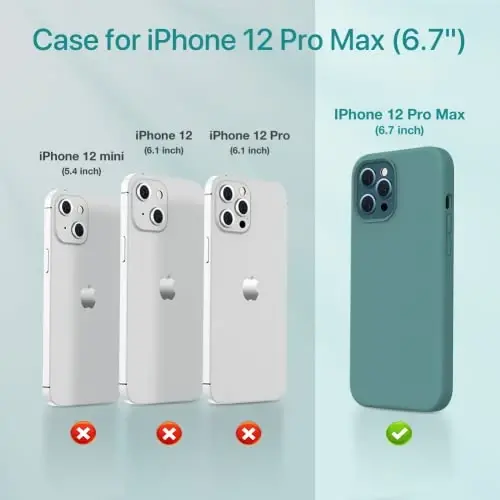 Miracase Compatible with iPhone 12 Pro Max Case, [Soft Anti-Scratch Microfiber Lining], Liquid Silicone Case Gel Rubber Shockproof Drop Protection Phone Case for 12 Pro Max, Midnight Green - MIRACASE (1)