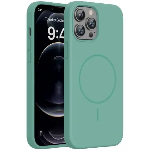 miracase Compatible with iPhone 12 Pro Max Case, [Soft Anti-Scratch Microfiber Lining], Liquid Silicone Case Gel Rubber Shockproof Drop Protection Phone Case for 12 Pro Max, Midnight Green 