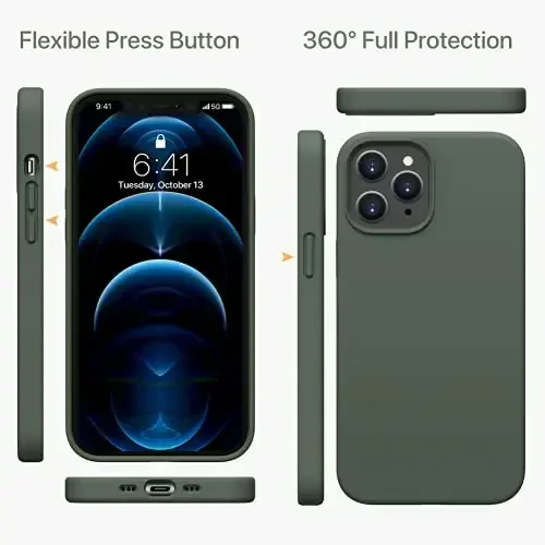 Miracase Compatible with iPhone 12 Pro Max Case, [Soft Anti-Scratch Microfiber Lining], Liquid Silicone Case Gel Rubber Shockproof Drop Protection Phone Case for 12 Pro Max, Dark Green - 6
